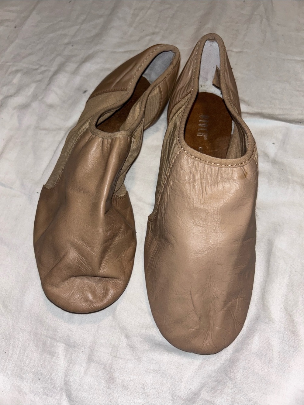 Bloch Nude Leather Slip-On Dance Flats
